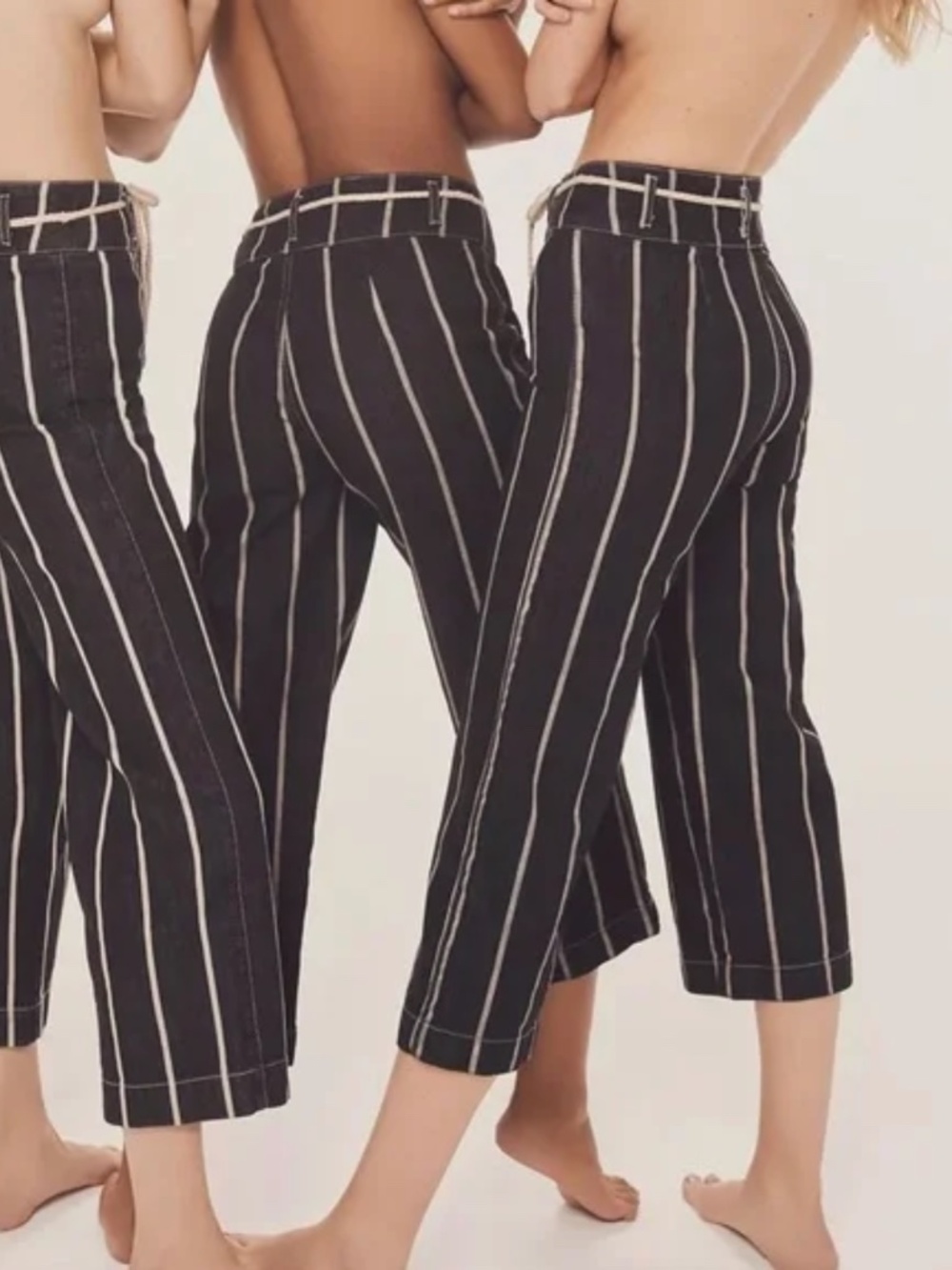 BDG Urban Outfitters Wide Leg Cropped Jeans High Waist Black Off White Pants